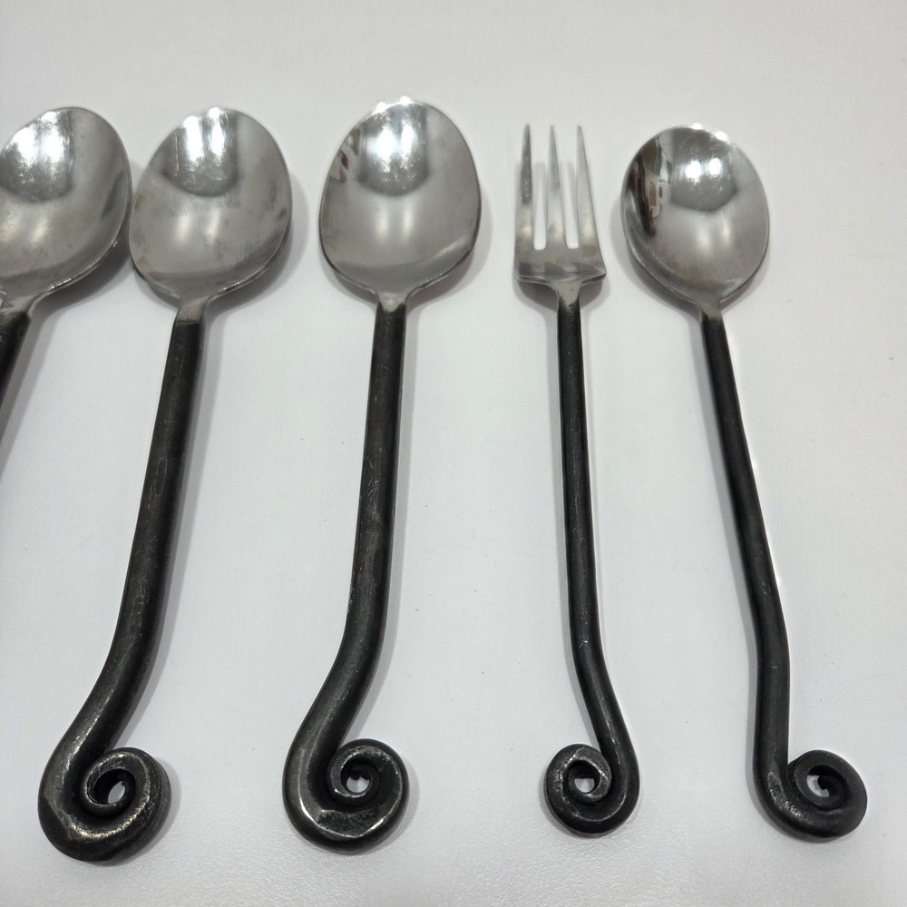 Gourmet Settings 18/10 Stainless Treble Clef Wrought Iron Spoons Fork (7pcs) - Picture 3 of 9
